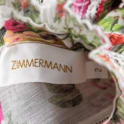 Zimmermann Multicolor Floral Print Linen & Silk Long Sleeve Maxi Dress M