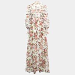 Zimmermann Multicolor Floral Print Linen & Silk Long Sleeve Maxi Dress M