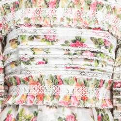 Zimmermann Multicolor Floral Print Linen & Silk Long Sleeve Maxi Dress M