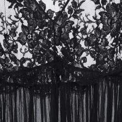 Pre Owned Zimmermann Black Silk Chiffon Lace Trimmed Long Sleeve A-Line Blouse S