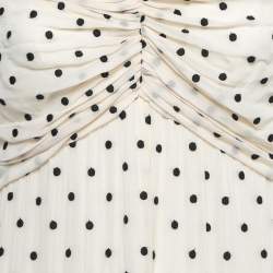 Pre Owned Zimmermann Cream Swiss Dot Ruch Detail Tiered Midi Dress M