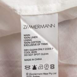 مملوكة مسبقًا Zimmermann White Floral Print Linen Button Front Midi Dress M