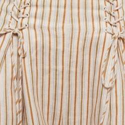 Zimmermann Light Pink Striped Linen Lace Up Shorts M