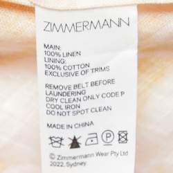 Pre Owned Zimmermann Yellow Tropical Printed Linen Midi Skirt L