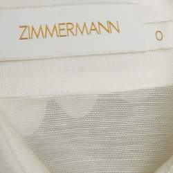 Pre Owned Zimmermann White Linen Blend Lace Trimmed Shirt S