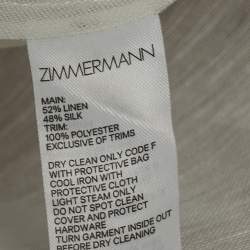 Pre Owned Zimmermann White Linen Blend Lace Trimmed Shirt S