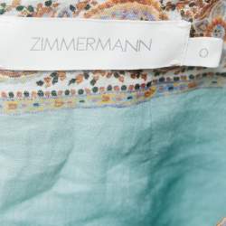 Pre Owned Zimmermann Blue Paisley Print Ramie Tiered Midi Skirt S