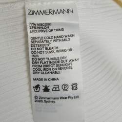 Pre Owned Zimmermann White Rib Knit Sleeveless Tie Up Top S