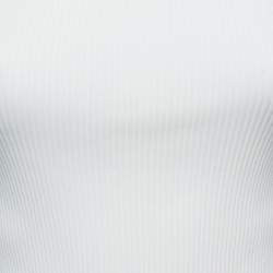 Pre Owned Zimmermann White Rib Knit Sleeveless Tie Up Top S