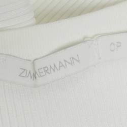 Pre Owned Zimmermann White Rib Knit Sleeveless Tie Up Top S