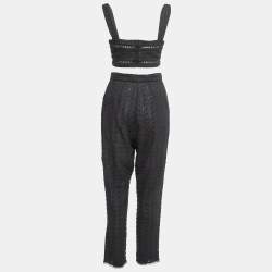 Zimmermann Black Floral Cutout Lace Crop Top Pants Set M