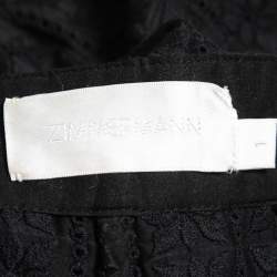 Zimmermann Black Floral Cutout Lace Crop Top Pants Set M