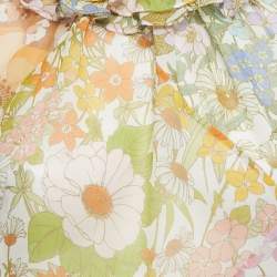 Pre Owned Zimmermann Multicolor Floral Printed Cotton & Silk Ruffled Blouse M
