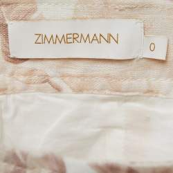 Zimmermann Beige Leaf Printed Linen Flared Mini Skirt S