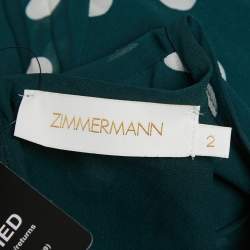 Pre Owned Zimmermann Green Polka-Dot Chiffon Pleated Sleeve Blouse M