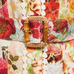 Zimmermann Multicolor Patchwork Printed Linen Belted Mini Dress M