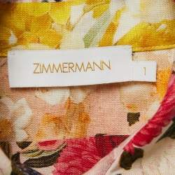 Zimmermann Multicolor Patchwork Printed Linen Belted Mini Dress M