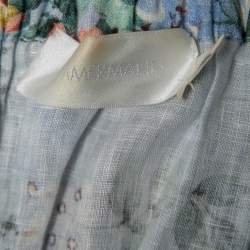 Zimmermann Blue Floral Printed Linen Off Shoulder Mini Dress M