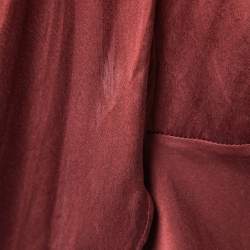 Pre Owned Zimmermann Burgundy Silk Satin Wrap Mini Dress M