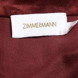 Pre Owned Zimmermann Burgundy Silk Satin Wrap Mini Dress M