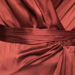 Pre Owned Zimmermann Burgundy Silk Satin Wrap Mini Dress M