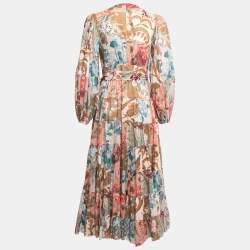 Pre Owned Zimmermann Multicolor Floral Printed Paneled Maxi Dress M