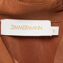 Pre Owned Zimmermann Brown Silk Belted Midi Shirt Dress L