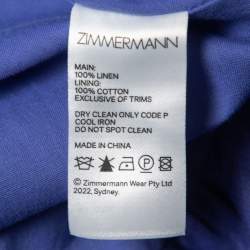 Pre Owned Zimmermann Purple Linen Cutout Detail Ruffled Dress M