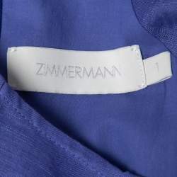 Pre Owned Zimmermann Purple Linen Cutout Detail Ruffled Dress M
