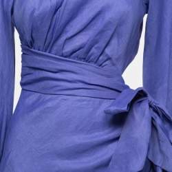 Pre Owned Zimmermann Purple Linen Cutout Detail Ruffled Dress M