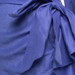 Pre Owned Zimmermann Purple Linen Cutout Detail Ruffled Dress M