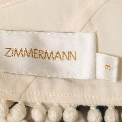 Zimmermann Cream Cotton & Silk Ruffled Crop Top L