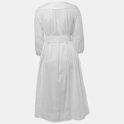 Pre Owned Zimmermann White Cotton Belted Tunic Maxi Dress S
