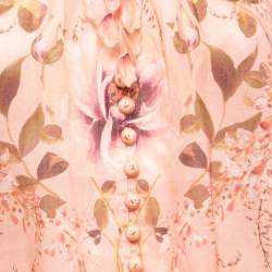 Pre Owned Zimmermann Pink Floral Printed Ramie Blouse S