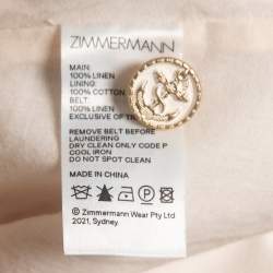 Zimmermann Light Pink Mixed Print Linen Belted Shorts M