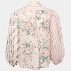 Pre Owned Zimmermann Light Pink Mixed Printed Ramie Shirt M