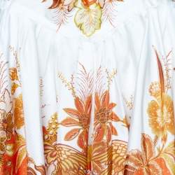 Pre Owned Zimmermann White Floral Printed Silk High Low Hem Mini Skirt S