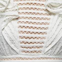 Pre Owned Zimmermann White Cotton & Lace Ruffled Mini Dress S