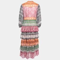 Zimmermann Multicolor Paisley Cotton Blend Tiered Maxi Dress L