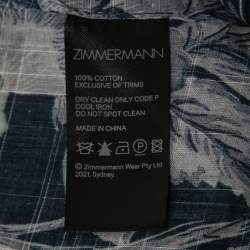 Pre Owned Zimmermann Blue Printed Cotton Wrap Dress S