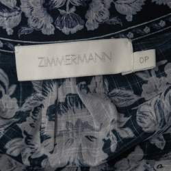 Pre Owned Zimmermann Blue Printed Cotton Wrap Dress S