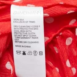 Pre Owned Zimmermann Red Polka Dotted Silk Chiffon Full Sleeve Midi Dress M