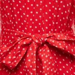 Pre Owned Zimmermann Red Polka Dotted Silk Chiffon Full Sleeve Midi Dress M