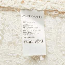 Zimmermann Off-White Patterned Knit Button Front V-Neck Mini Dress M