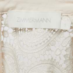 Zimmermann Off-White Patterned Knit Button Front V-Neck Mini Dress M