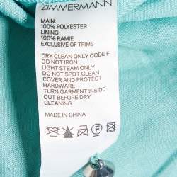 Pre Owned Zimmermann Blue Plisse Moncur Ruffle Neck Crop Top M