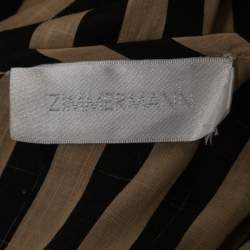 Pre Owned Zimmermann Brown/Black Striped Cotton Plunge Neck Maxi Dress M