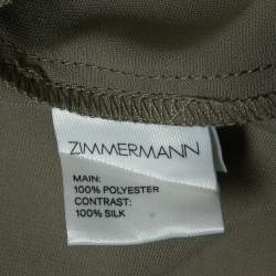 Pre Owned Zimmermann Olive Green Crepe Chiffon Trimmed Long Sleeve Playsuit M