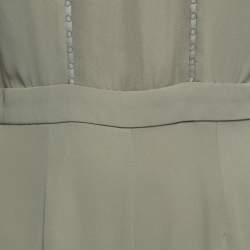 Pre Owned Zimmermann Olive Green Crepe Chiffon Trimmed Long Sleeve Playsuit M