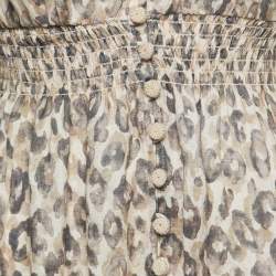 Zimmermann Beige Print Linen Button Front Midi Dress S